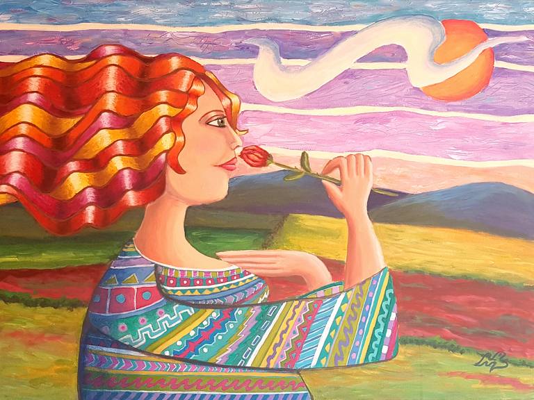 DISFRUTANDO DE UNA ROSA — Amelia Rodriguez Villagarcia